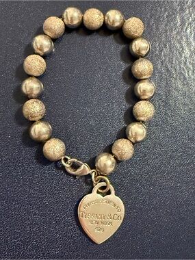 Tiffany & Co. Silver Beaded Bracelet with Heart Tag